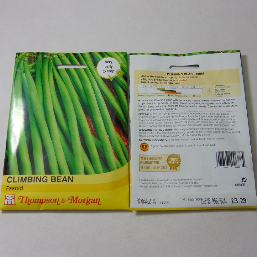 Esempio di esemplare Fagiolo rampicante Fasold sacchetto di 40 semi circa come consegnato