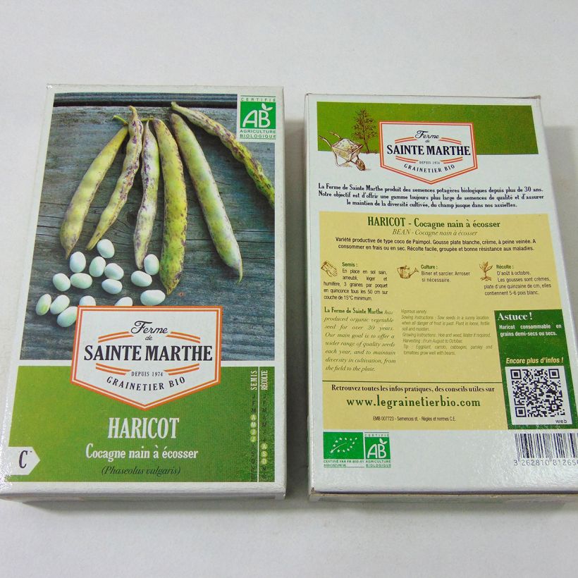 Esempio di esemplare Fagiolo da sgranare Cocagne Bio - Ferme de Sainte Marthe sacchetto di 160 semi circa (80g) come consegnato