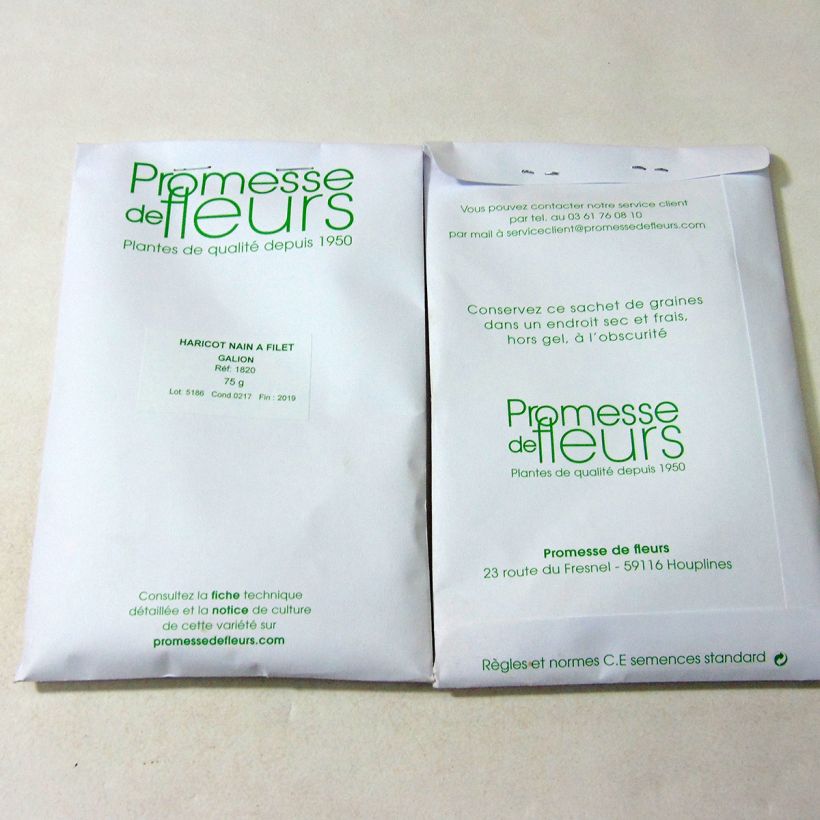 Esempio di esemplare Fagiolo nano Galion sacchetto di 200 semi circa (75g) come consegnato