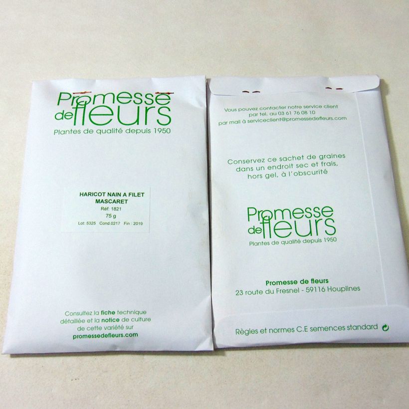 Esempio di esemplare Fagiolo nano Mascaret sacchetto di 200 semi circa (75g) come consegnato