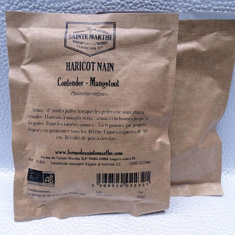 Esempio di esemplare Fagiolino Contender Bio - Ferme de Sainte Marthe sacchetto di semi da 80 grammi come consegnato