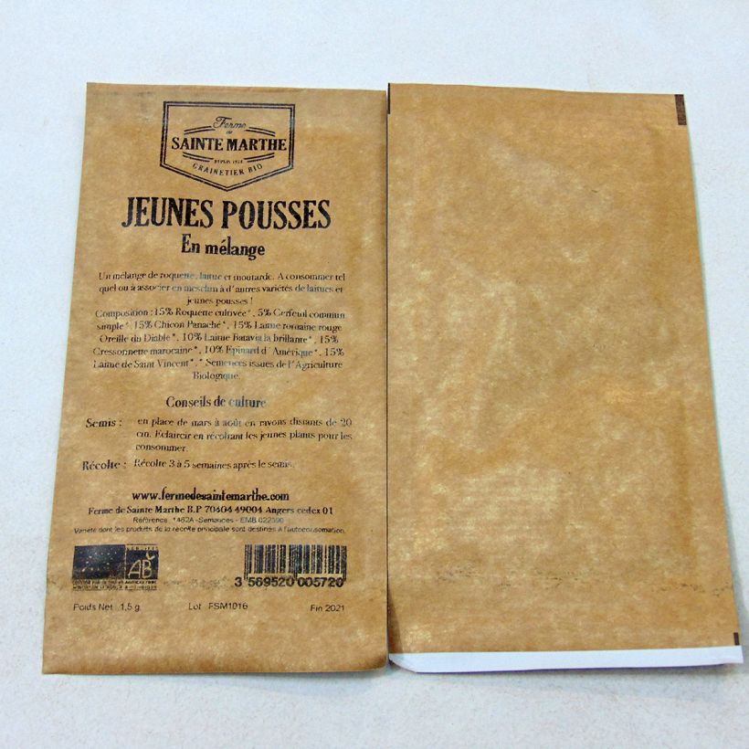 Esempio di esemplare Germogli misti Bio - Azienda agricola Sainte Marthe sacchetto di 500 semi circa come consegnato