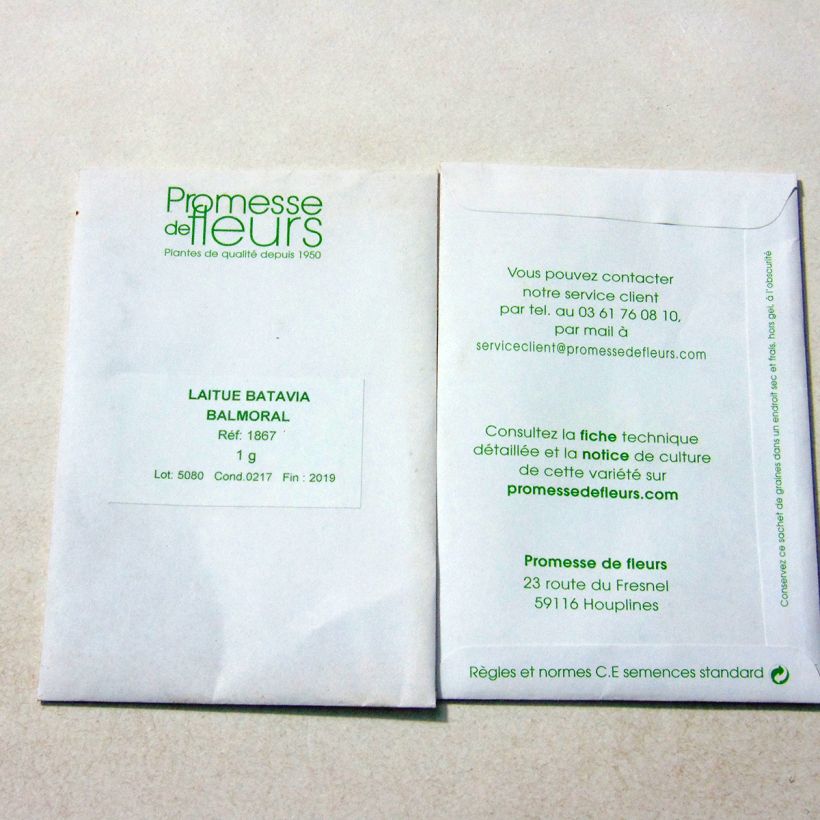 Esempio di esemplare Lattuga cappucina iceberg Batavia Balmoral sacchetto di semi da 1 grammi come consegnato