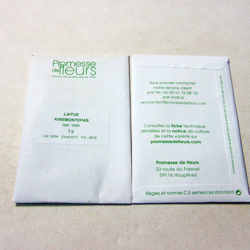 Esempio di esemplare Lattuga batavia Kinemontepas sacchetto di 2500 semi circa (3g) come consegnato