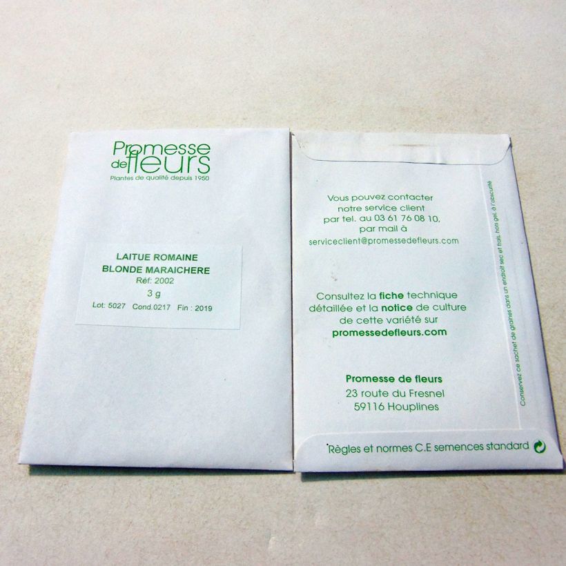 Esempio di esemplare Lattuga romana Maraichere bionda sacchetto di 2500 semi circa (3g) come consegnato
