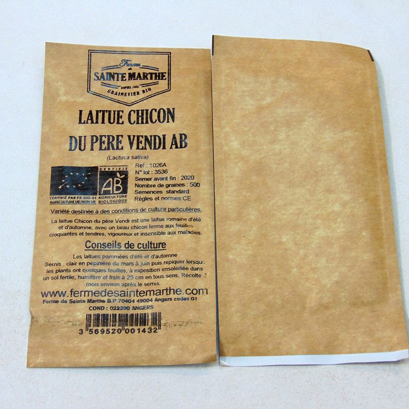 Esempio di esemplare Lattuga romana Chicon du Père Vendi sacchetto di 500 semi circa come consegnato