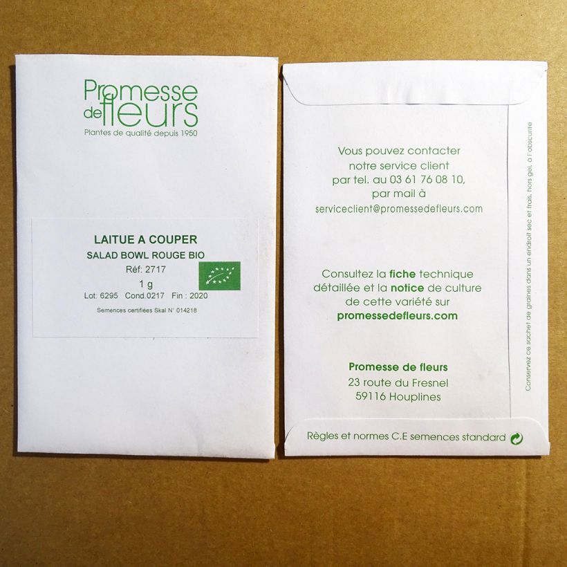 Esempio di esemplare Lattuga a cespo Red Salad Bowl Bio sacchetto di 850 semi circa (1g) come consegnato