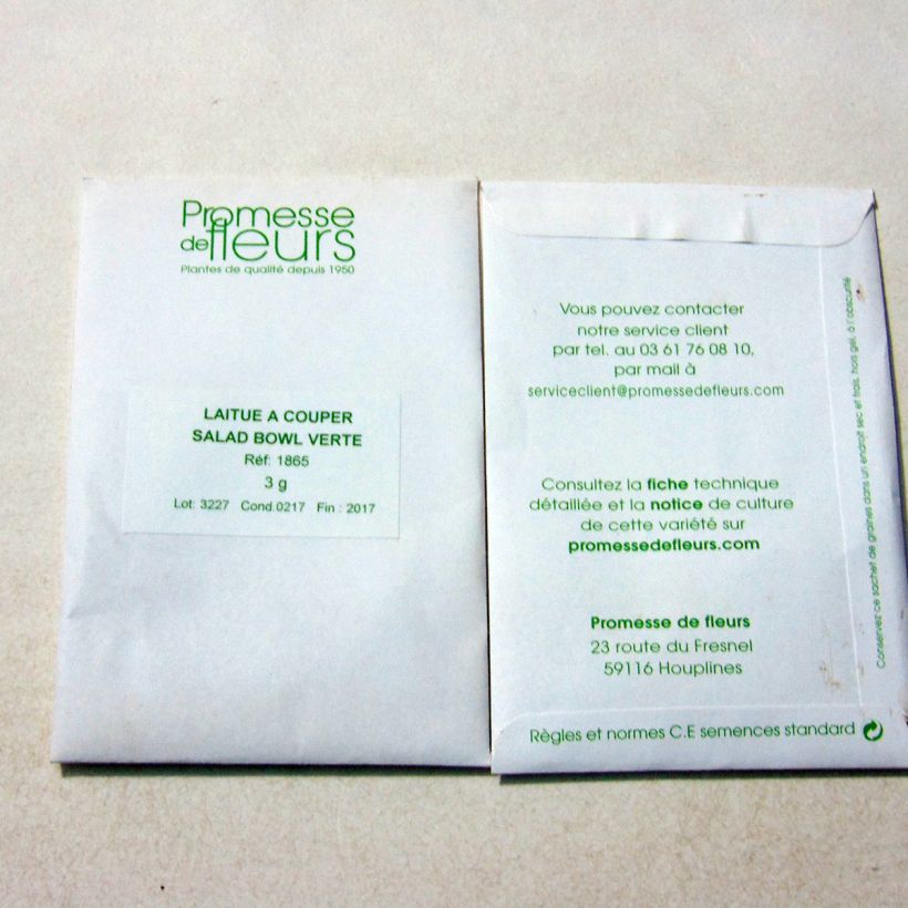 Esempio di esemplare Lattuga a cespo Salad Bowl Verde sacchetto di 2500 semi circa (3g) come consegnato