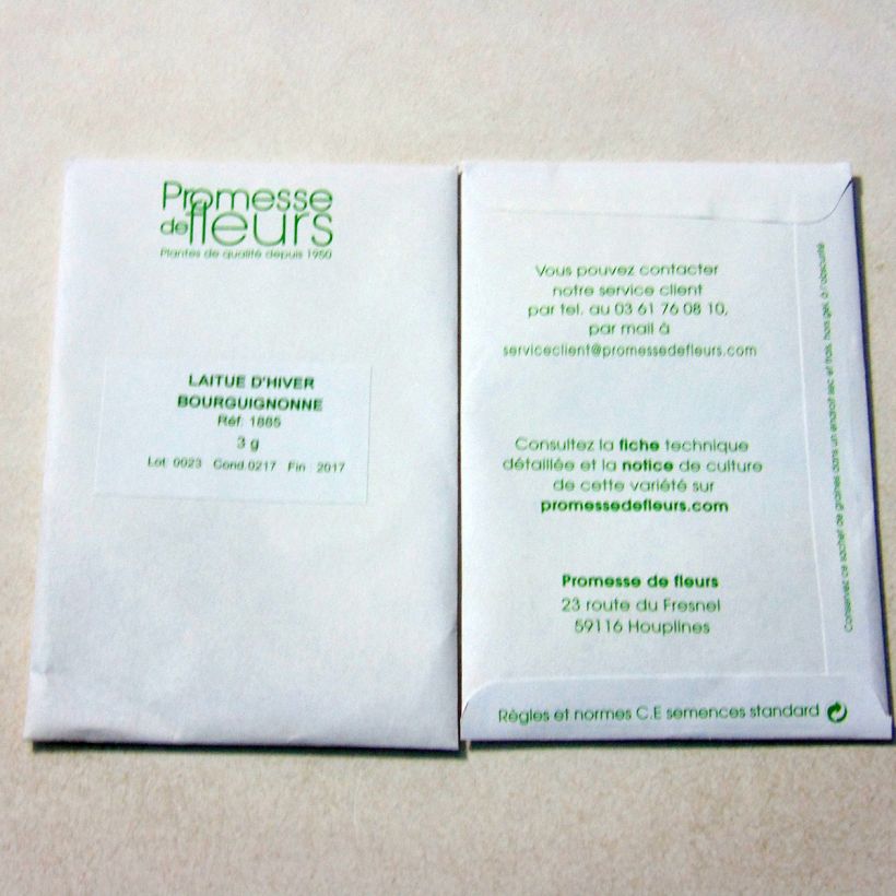 Esempio di esemplare Lattuga d'inverno Bourguignonne sacchetto di 2500 semi circa (3g) come consegnato