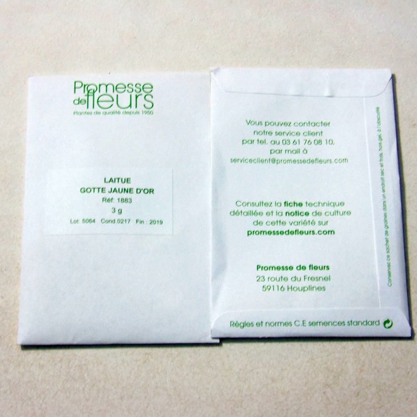 Esempio di esemplare Lattuga a cappuccio Gotte Jaune sacchetto di 2500 semi circa (3g) come consegnato