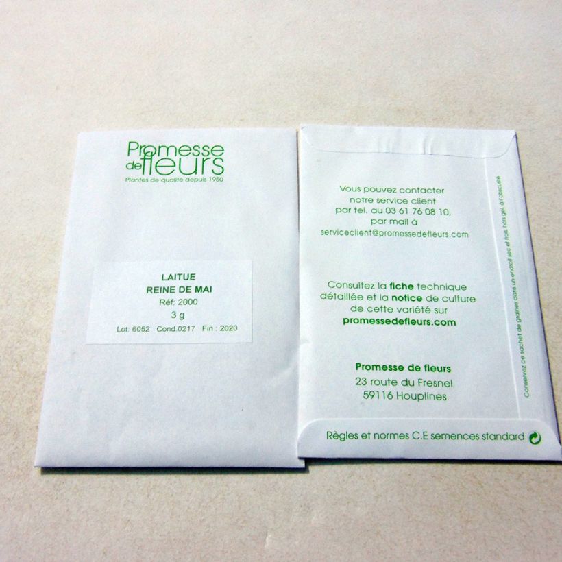 Esempio di esemplare Lattuga a cappuccio Reine de Mai sacchetto di 2500 semi circa (3g) come consegnato