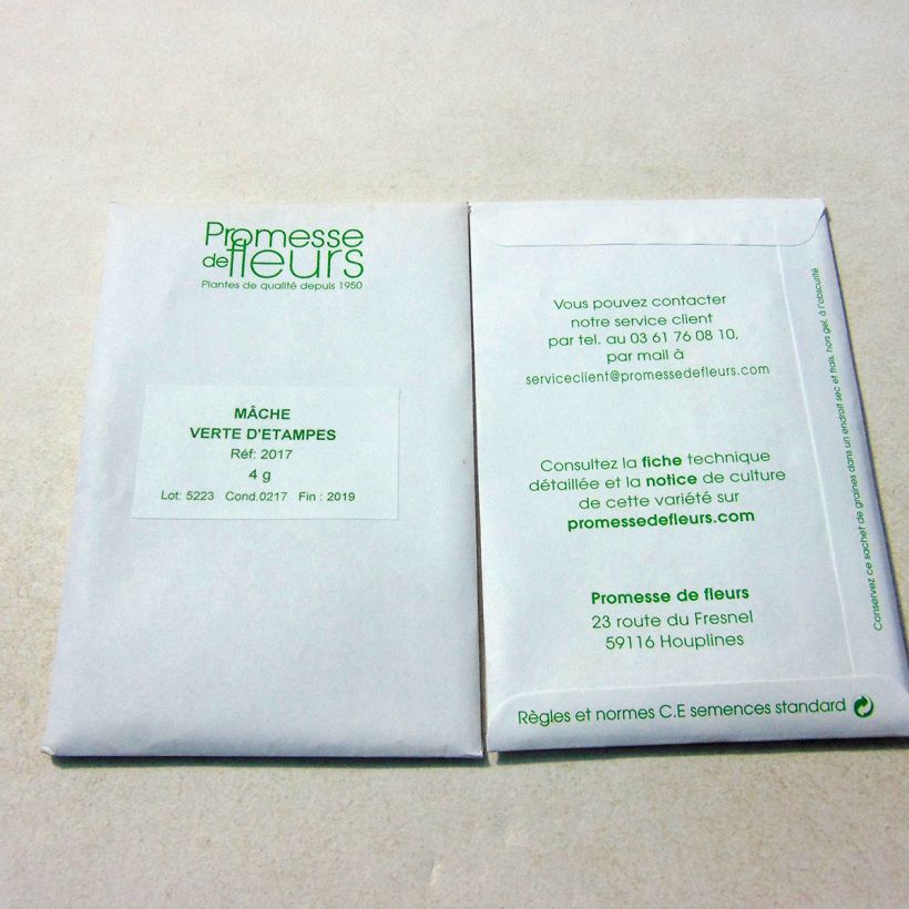 Esempio di esemplare Soncino Verde di Etampes sacchetto di 3000 semi circa (4g) come consegnato