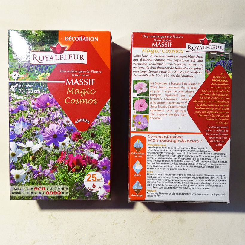 Esempio di esemplare Mischia per aiuola Magico Cosmos - Scatola 25 m2 sacchetto di semi da 40 grammi come consegnato