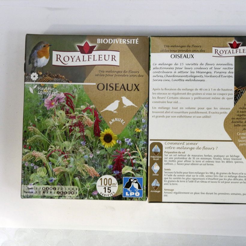 Example of Mix per prenderti cura degli uccelli - Scatola 100 m2 sacchetto di semi da 100 grammi as you get