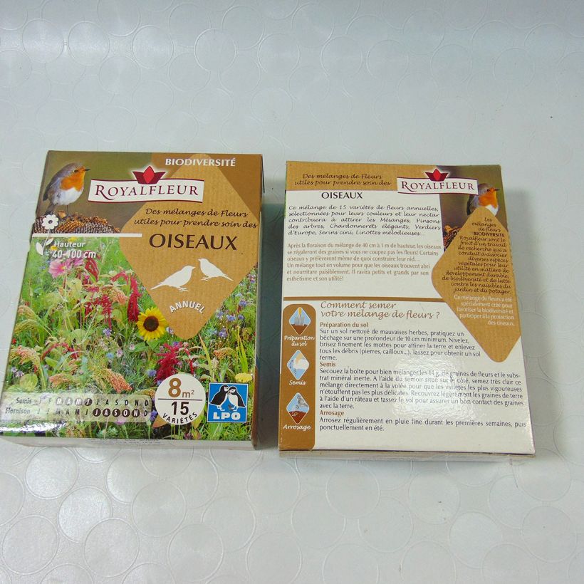 Esempio di esemplare Mix per prenderti cura degli uccelli - Scatola 8 m2 sacchetto di semi da 14 grammi come consegnato