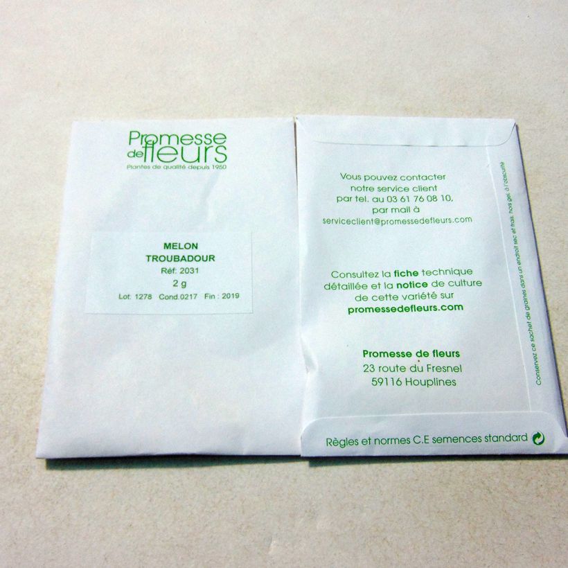 Esempio di esemplare Melone Troubadour sacchetto di 45 ? 70 semi circa (2g) come consegnato