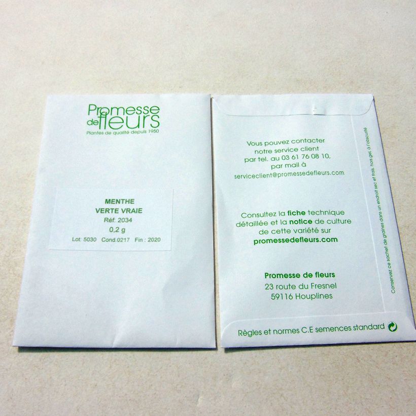 Esempio di esemplare Mentastro verde Vero verde sacchetto di 2000 semi circa (0,2g) come consegnato