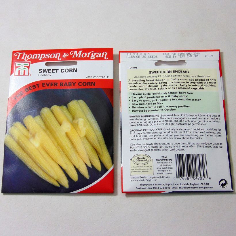 Esempio di esemplare Mais Snobaby sacchetto di 30 semi circa come consegnato