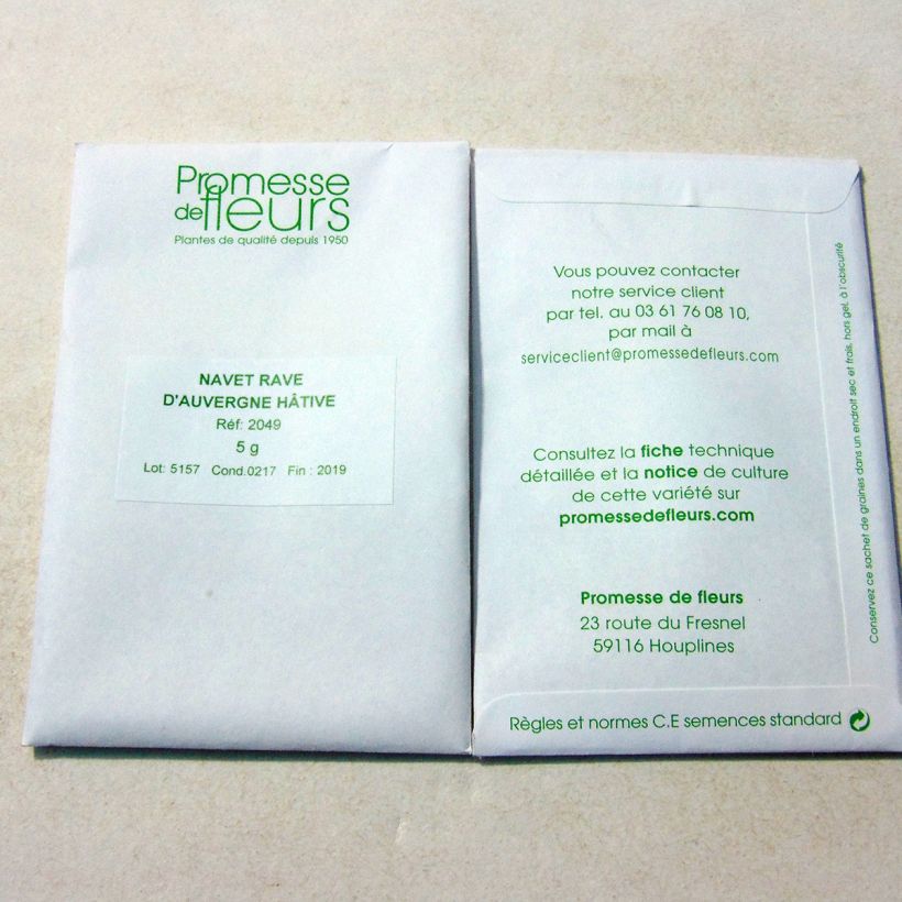 Example of Rapa Rave d'Auvergne affrettato sacchetto di 2000 semi circa (5g) as you get