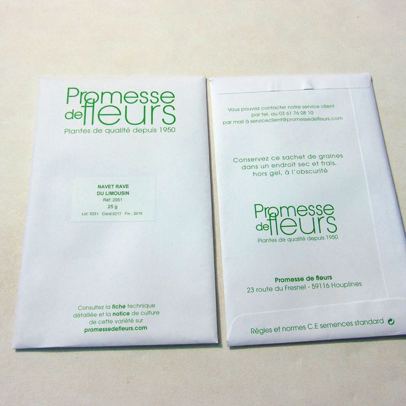 Esempio di esemplare Rapa Rave du Limousin sacchetto di 7500 semi circa (25g) come consegnato