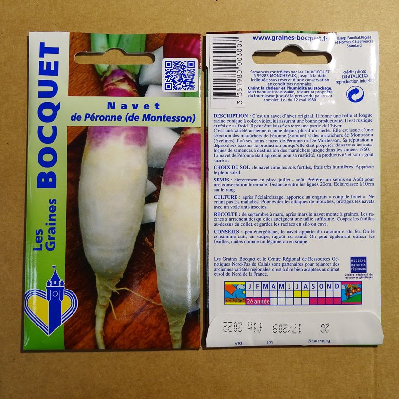 Esempio di esemplare Rapa De Péronne sacchetto di 800 semi circa (2g) come consegnato