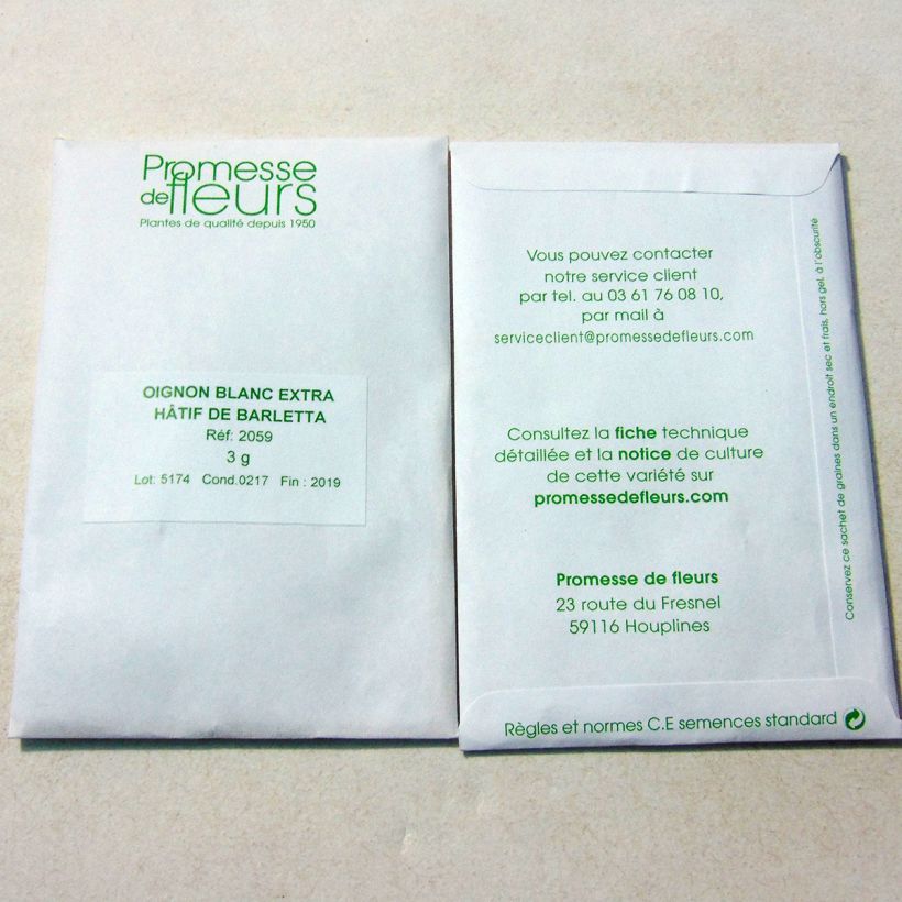 Esempio di esemplare Cipolla bianca Blanc extra hâtif de Barletta sacchetto di 600 semi circa (3g) come consegnato