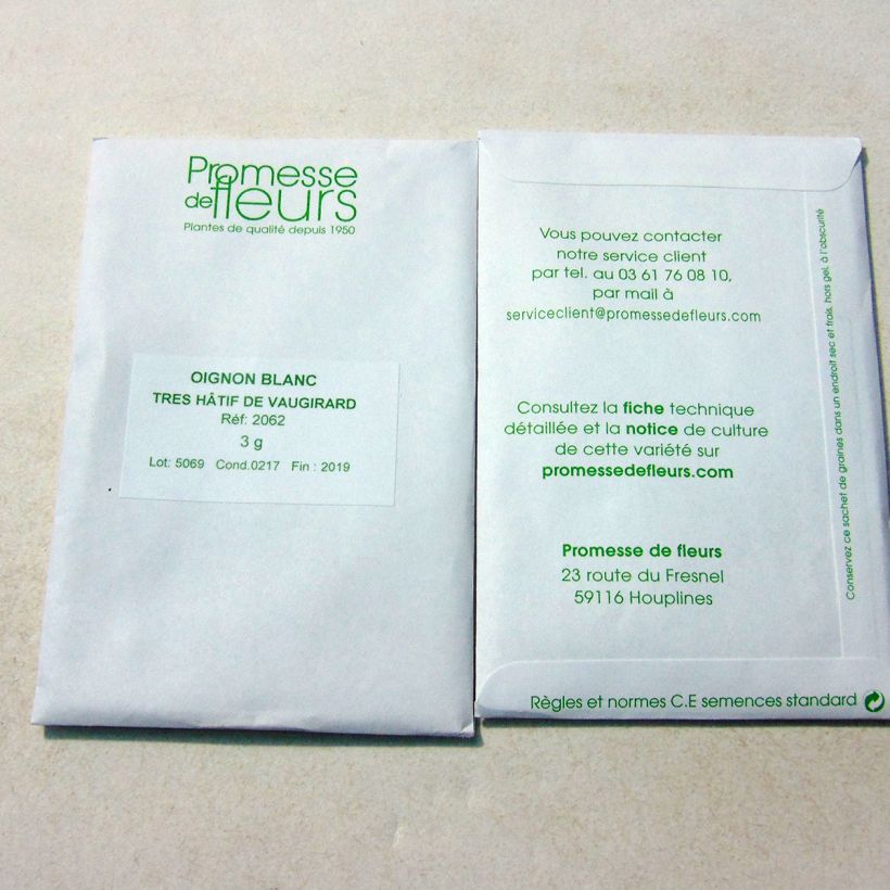 Esempio di esemplare Cipolla bianca Blanc très hâtif de Vaugirard sacchetto di 600 semi circa (3g) come consegnato