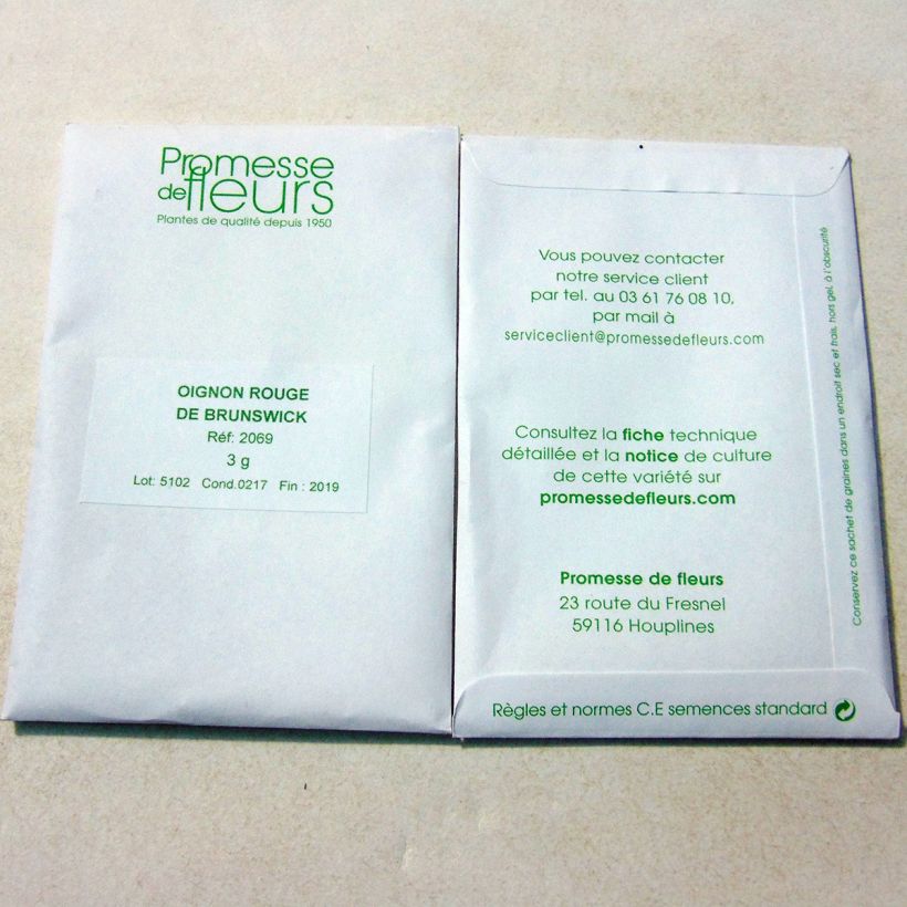 Esempio di esemplare Cipolla rossa Rouge foncé de Brunswick sacchetto di 600 semi circa (3g) come consegnato