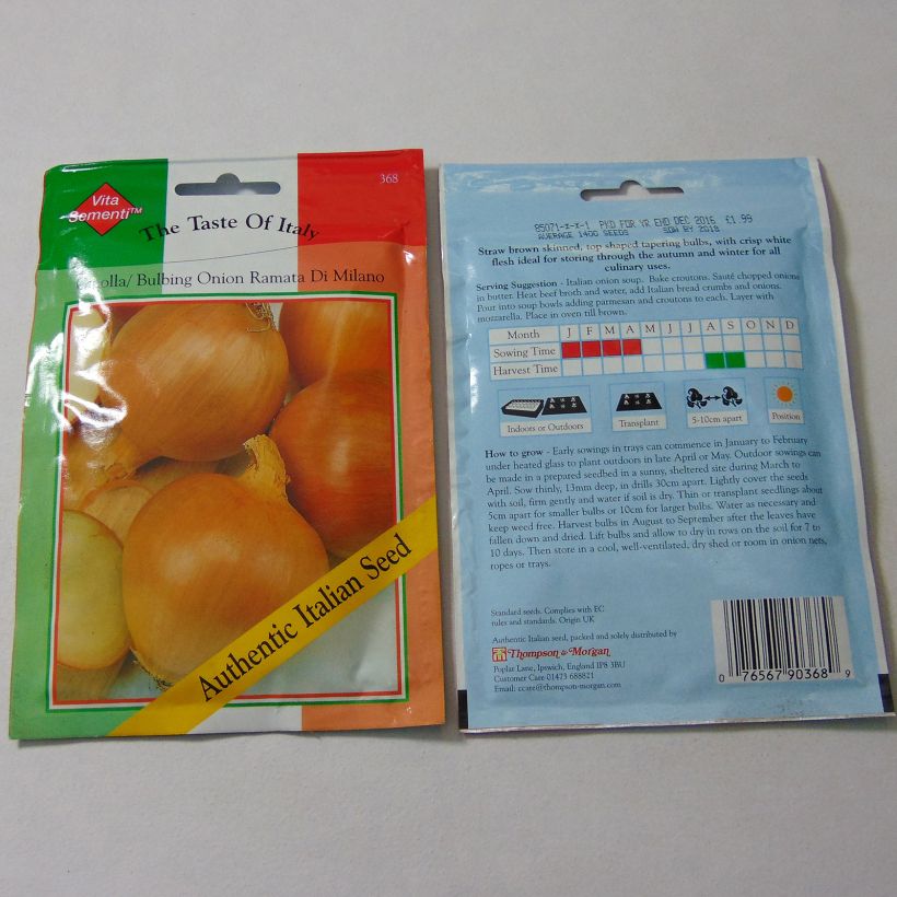 Esempio di esemplare Cipolla gialla Ramata di Milano sacchetto di 1400 semi circa come consegnato