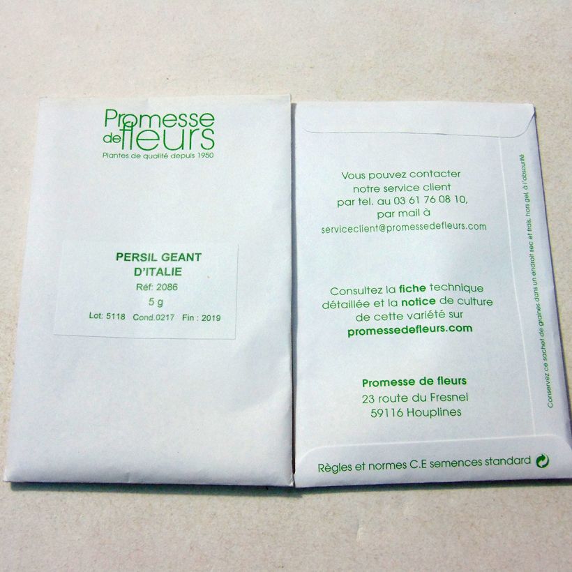 Esempio di esemplare Prezzemolo Gigante d'Italia Bio (piante) sacchetto di 1700 semi circa (5g) come consegnato