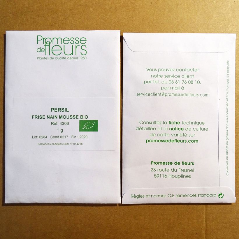 Esempio di esemplare Prezzemolo riccio Mousse sacchetto di 400 semi circa (1g) come consegnato