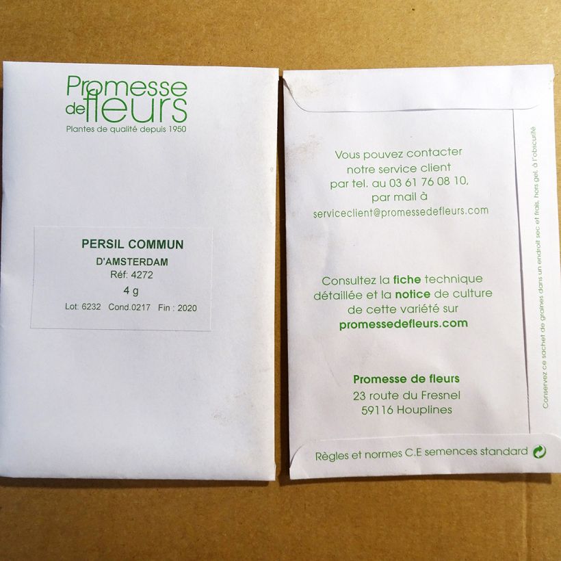 Esempio di esemplare Prezzemolo di Amsterdam sacchetto di 1700 semi circa (4g) come consegnato