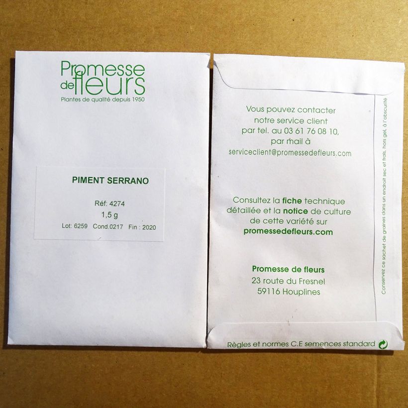 Esempio di esemplare Peperoncino Serrano sacchetto di 150 semi circa (1,5g) come consegnato