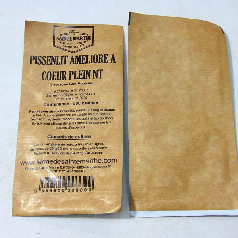 Esempio di esemplare Taràssaco comune A cuore pieno migliorata NT - Ferme de Sainte Marthe sacchetto di 500 semi circa come consegnato