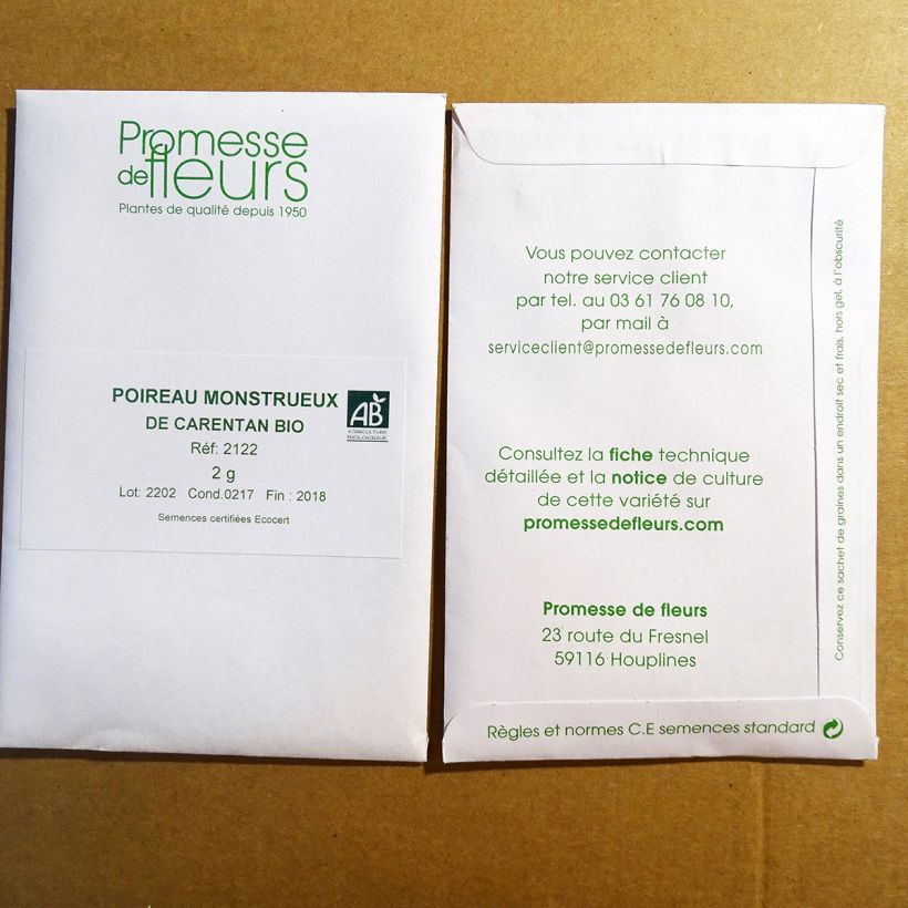 Esempio di esemplare Porro Monstrueux de Carentan Bio sacchetto di 500 semi circa (2g) come consegnato
