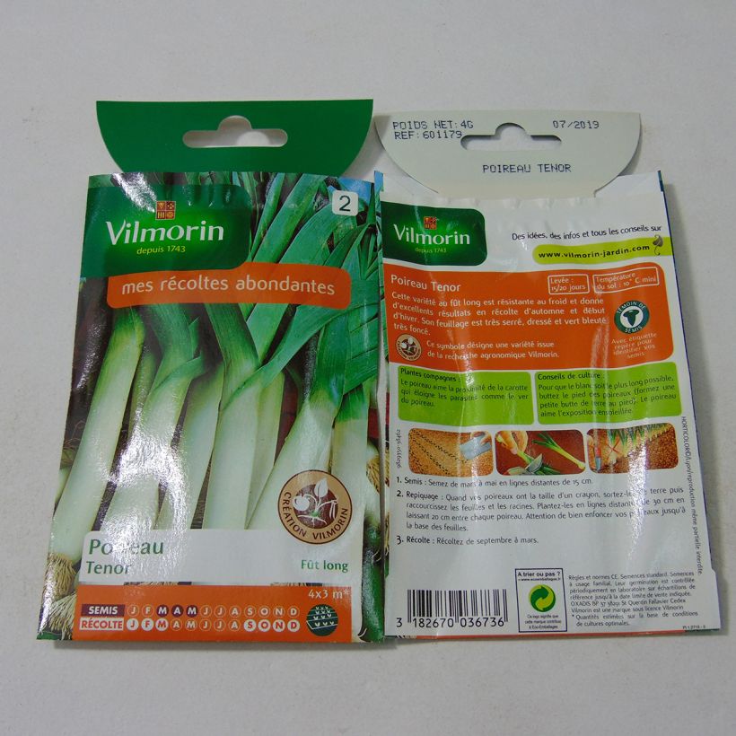 Esempio di esemplare Porro Ténor sacchetto di 1000 semi circa (4g) come consegnato