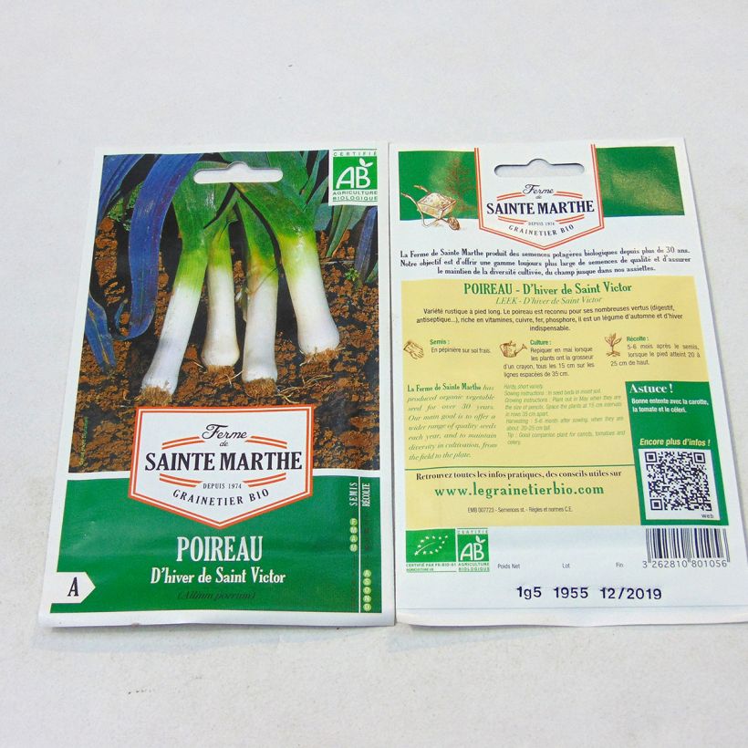 Esempio di esemplare Porro Saint Victor Bio sacchetto di 400 semi circa (1g) come consegnato