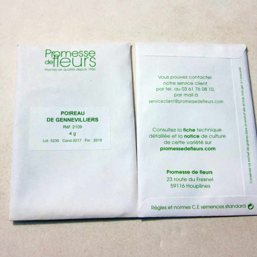 Esempio di esemplare Porro di Gennevilliers sacchetto di 1000 semi circa (4g) come consegnato