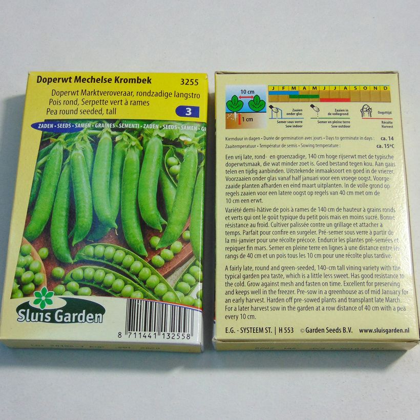 Esempio di esemplare Pisello a grani rotondi rampicante Serpette verte de Malines sacchetto di 255 semi circa (85g) come consegnato