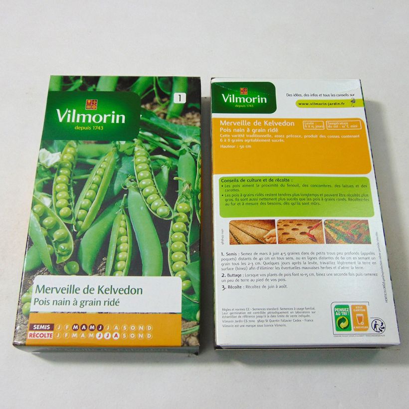 Esempio di esemplare Pisello a semi rugosi nano Merveille de Kelvedon - Vilmorin sacchetto di 750 semi circa (250g) come consegnato