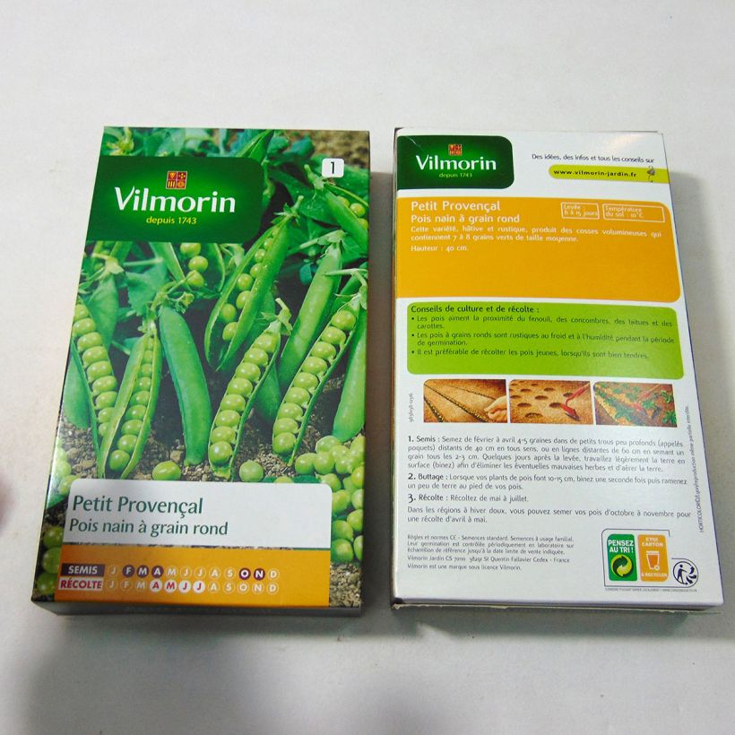Esempio di esemplare Pisello a semi rotondi nano Piccolo provenzale - Vilmorin sacchetto di 800 semi circa come consegnato