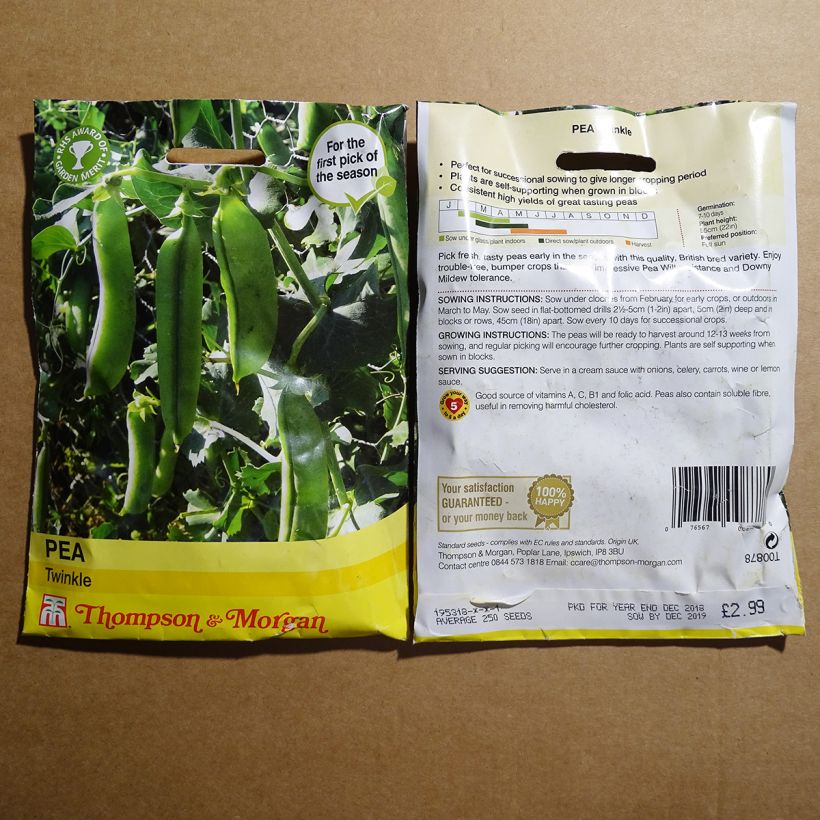 Esempio di esemplare Pisello nano Twinkle sacchetto di 250 semi circa come consegnato