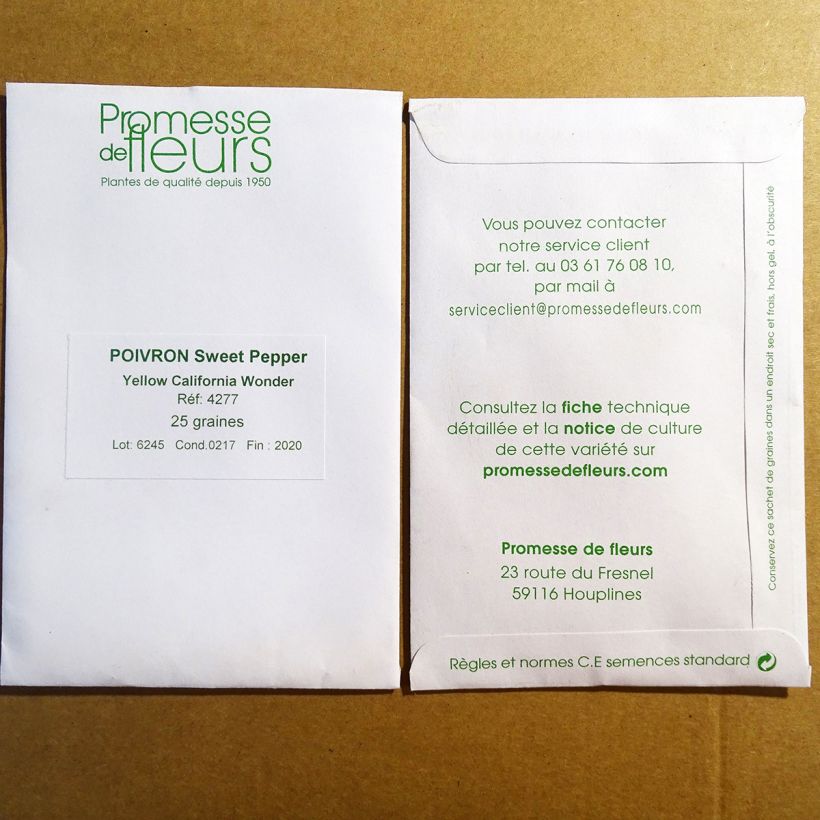 Esempio di esemplare Peperone Yellow California Wonder sacchetto di 50 semi circa (0,2g) come consegnato