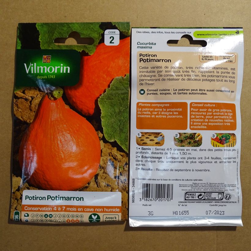 Esempio di esemplare Zucca Hokkaido - Vilmorin sacchetto di 18 semi circa (3g) come consegnato