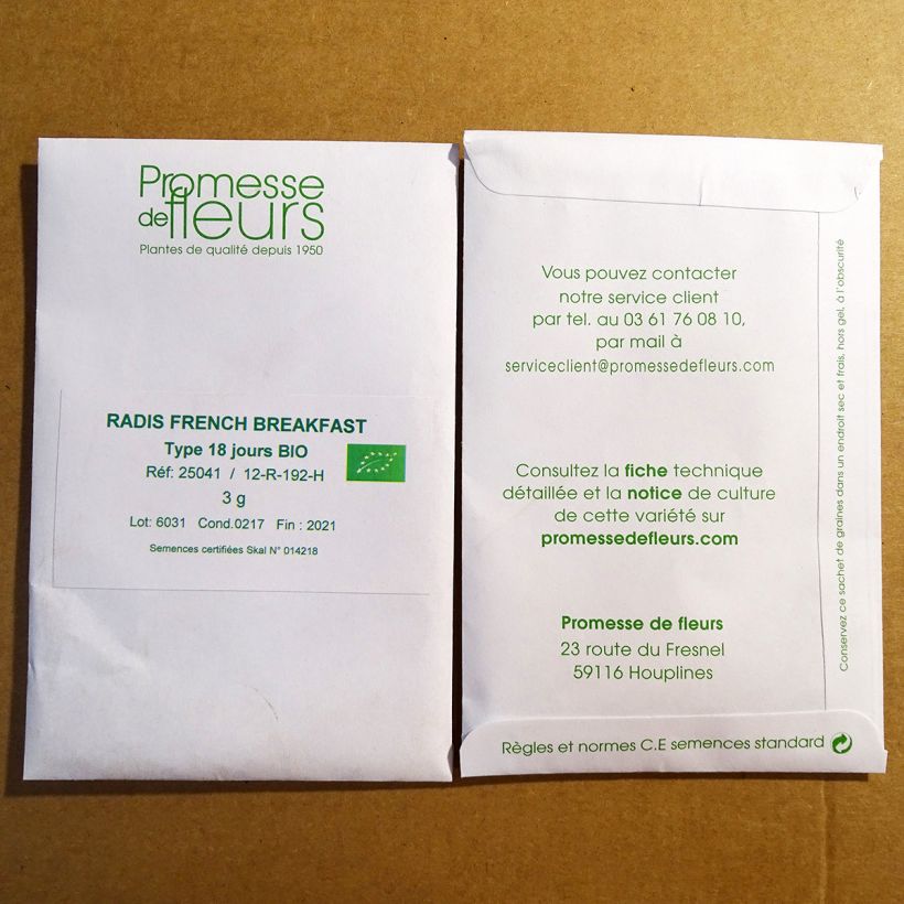 Esempio di esemplare Ravanello Breakfast sacchetto di 500 semi circa (5g) come consegnato