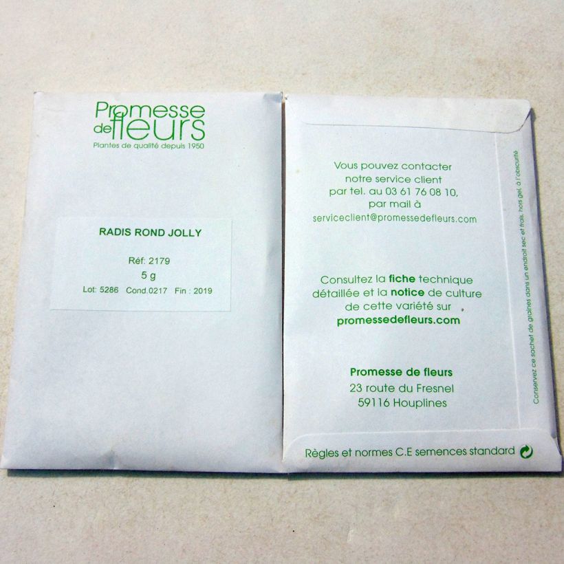 Esempio di esemplare Ravanello rotondo Jolly sacchetto di 500 semi circa (5g) come consegnato