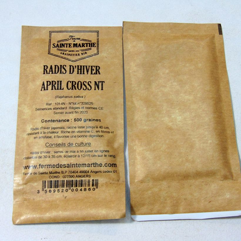 Esempio di esemplare Ravanello April Cross sacchetto di 500 semi circa (7g) come consegnato