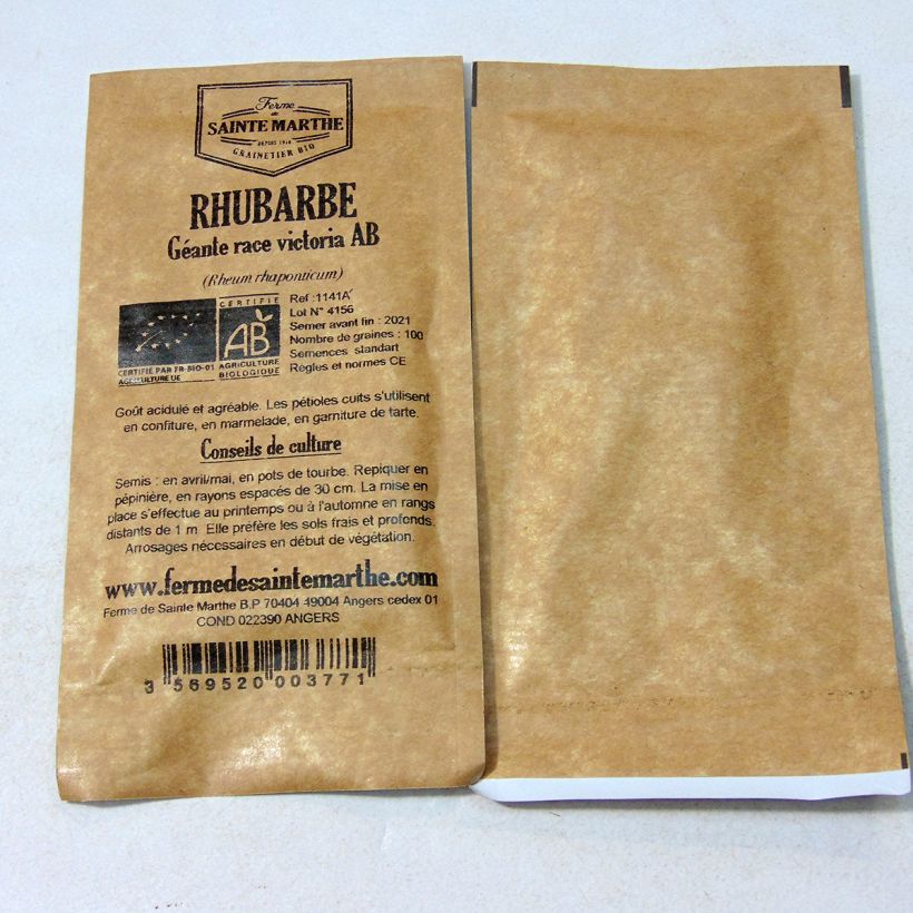 Esempio di esemplare Rheum Victoria (Bio) - Rabarbaro sacchetto di 100 semi circa (1g) come consegnato