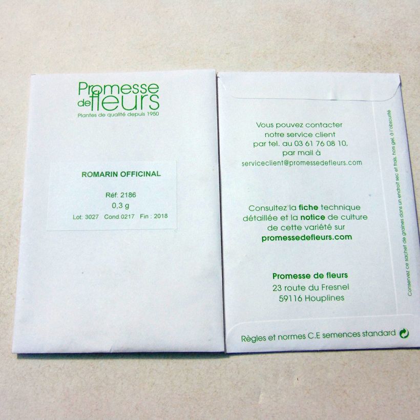 Esempio di esemplare Rosmarinus officinalis (semi) - Rosmarino sacchetto di 200 semi circa (0,3g) come consegnato