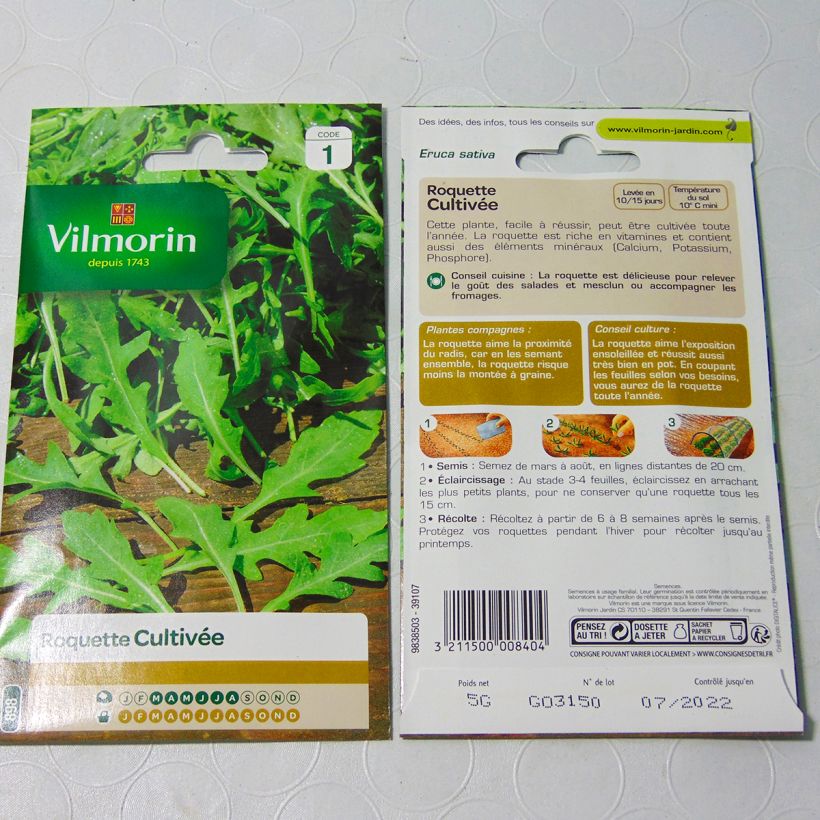 Esempio di esemplare Rucola Astra - Vilmorin sacchetto di 2750 semi circa (5g) come consegnato